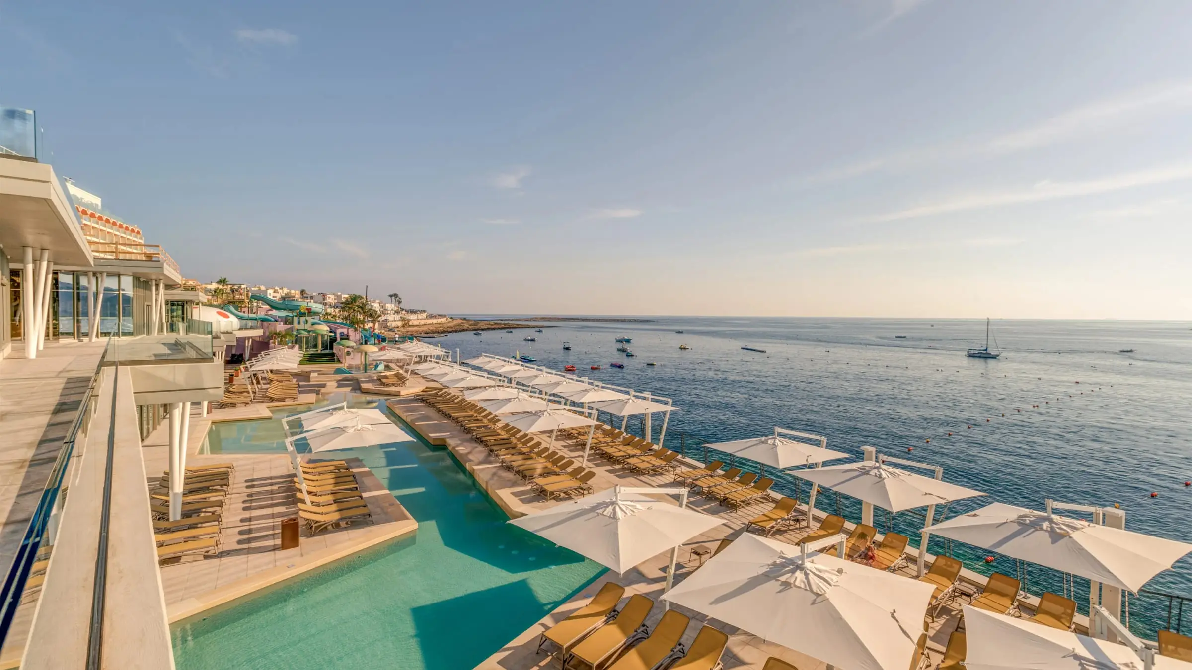 The Lido pools and waterpark beside the sea