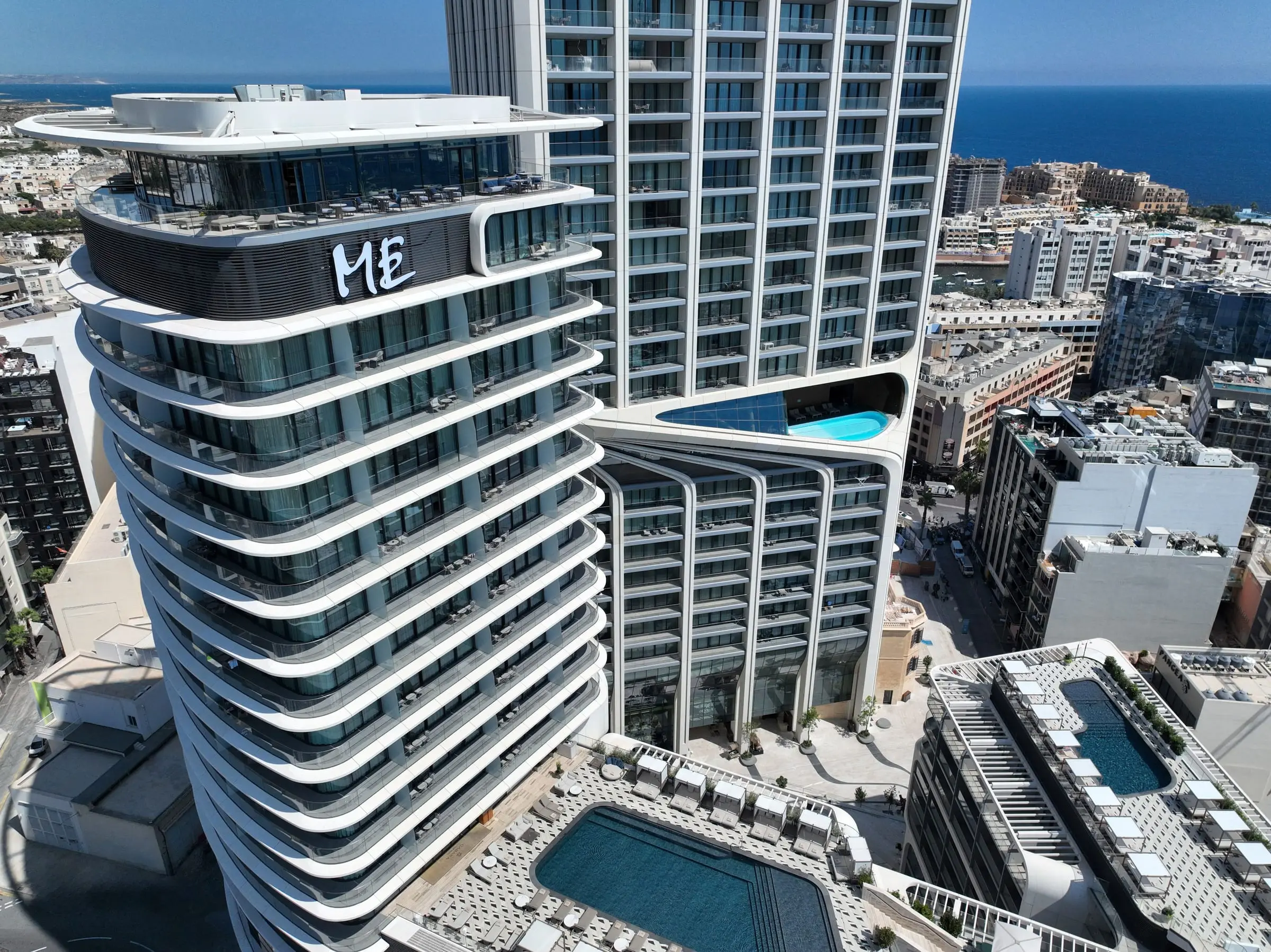 The ME Malta tower from above