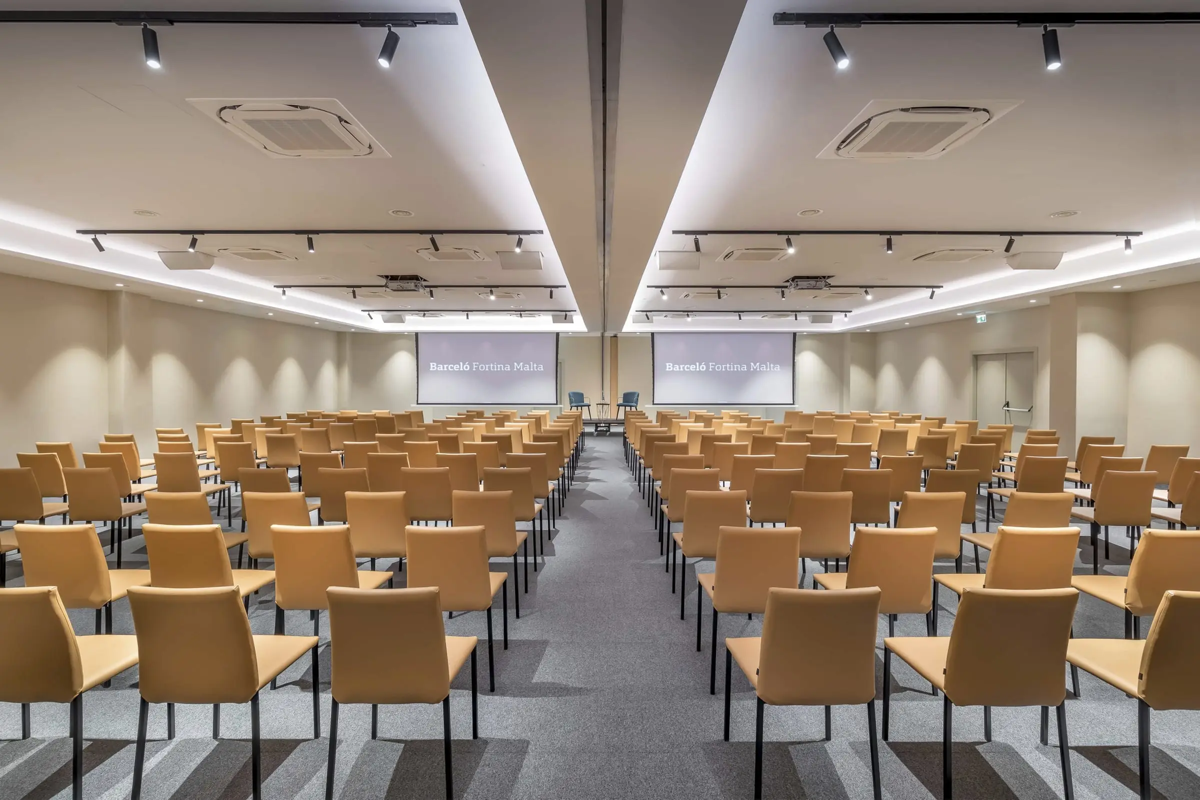 A meeting room set theatre style
