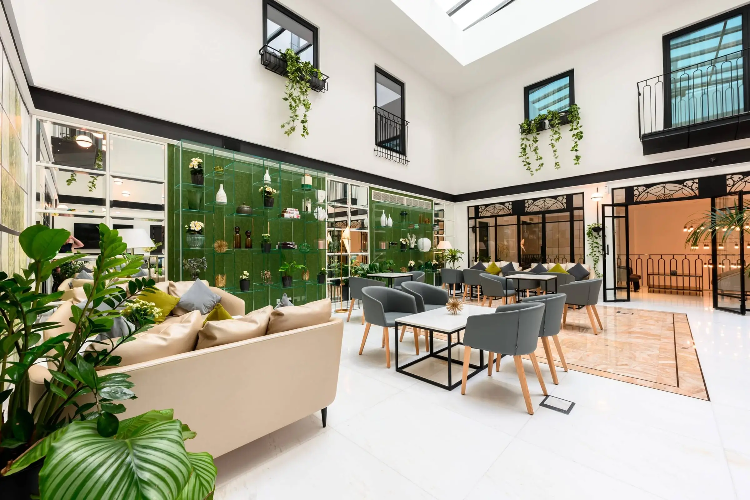 The Courtyard, the hotel's skylit restaurant and lounge