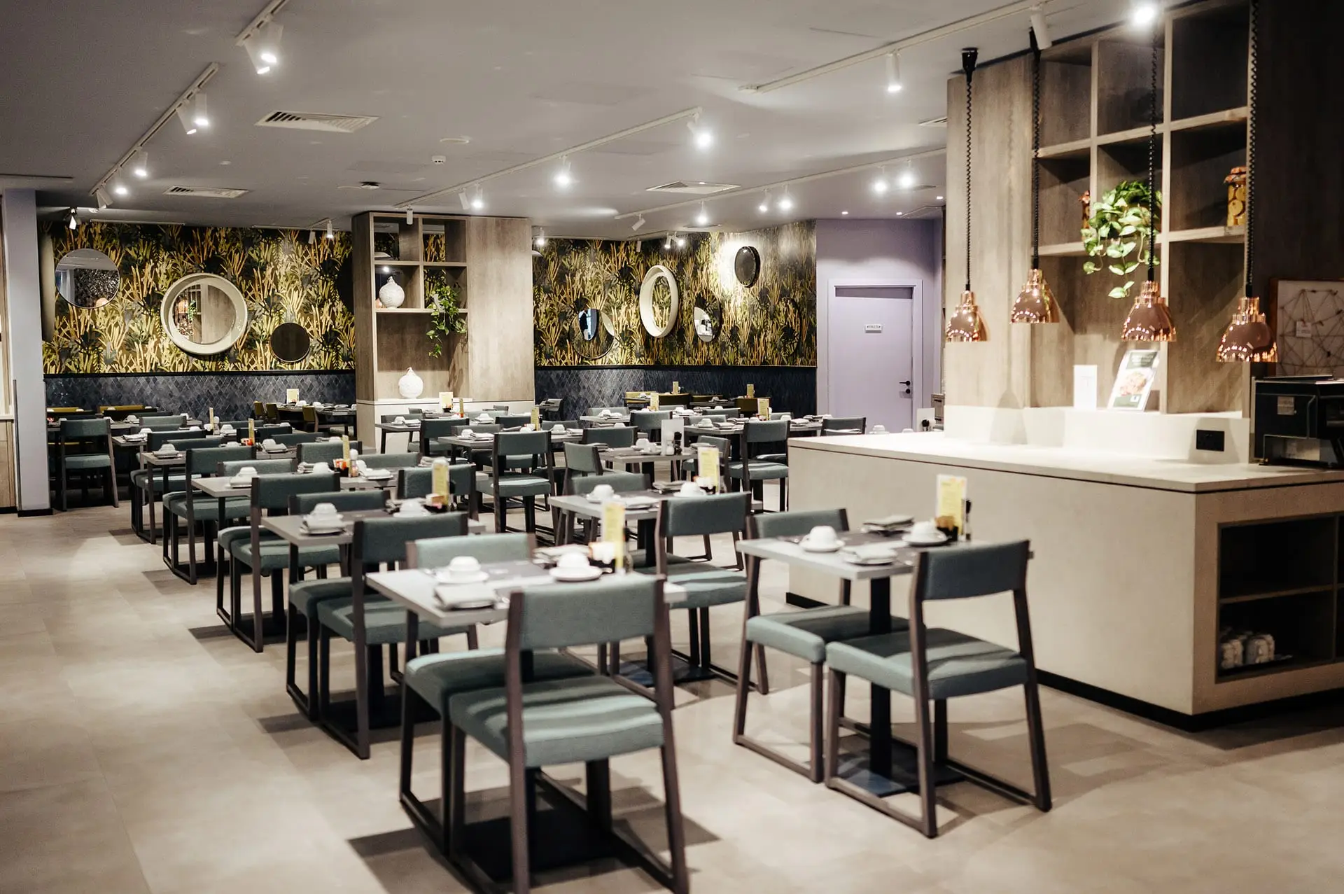 Regatta, the restaurant at The Waterfront Hotel, with tables set