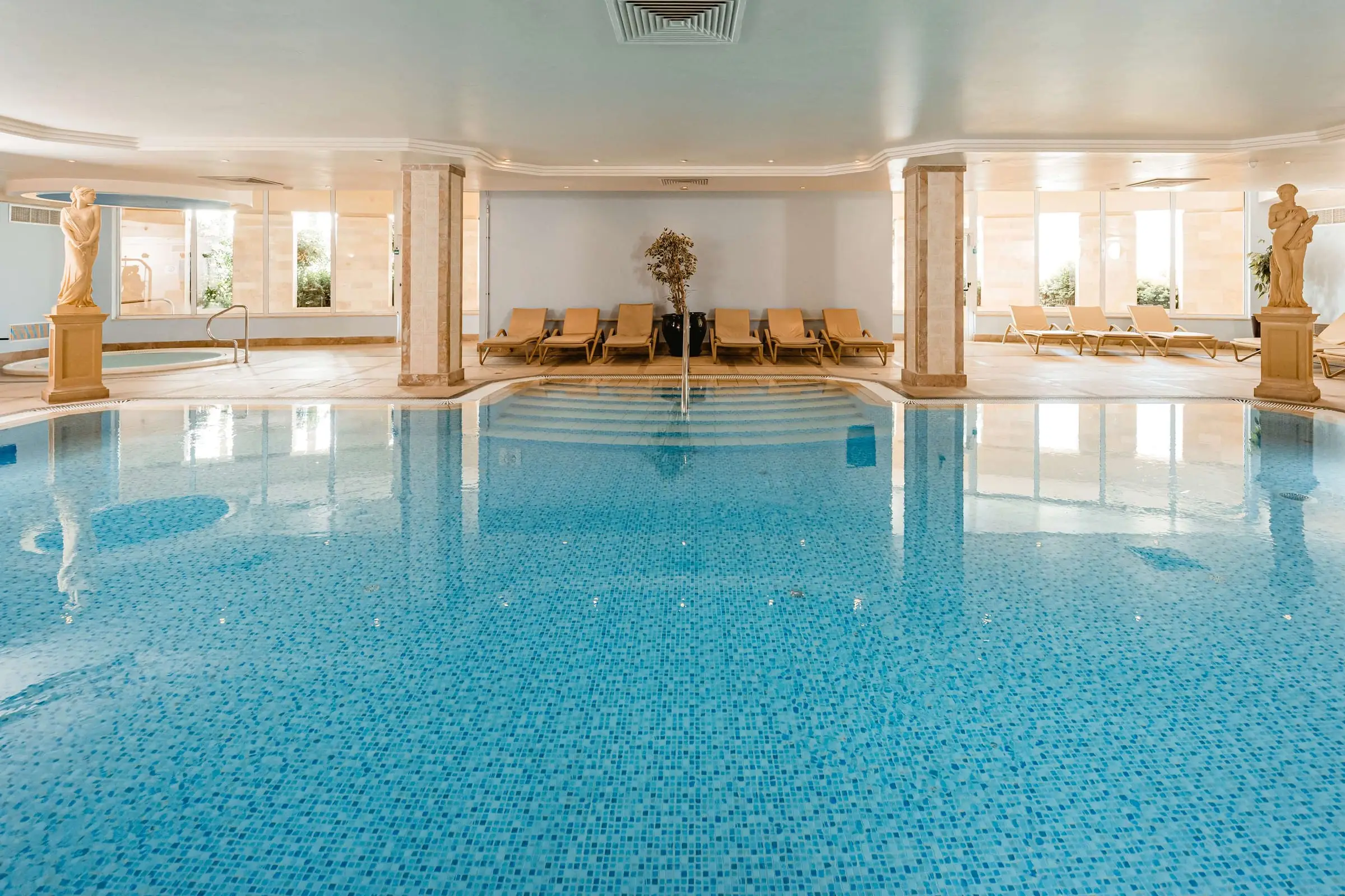 The indoor pool in the spa at the Radisson Blu Golden Sands