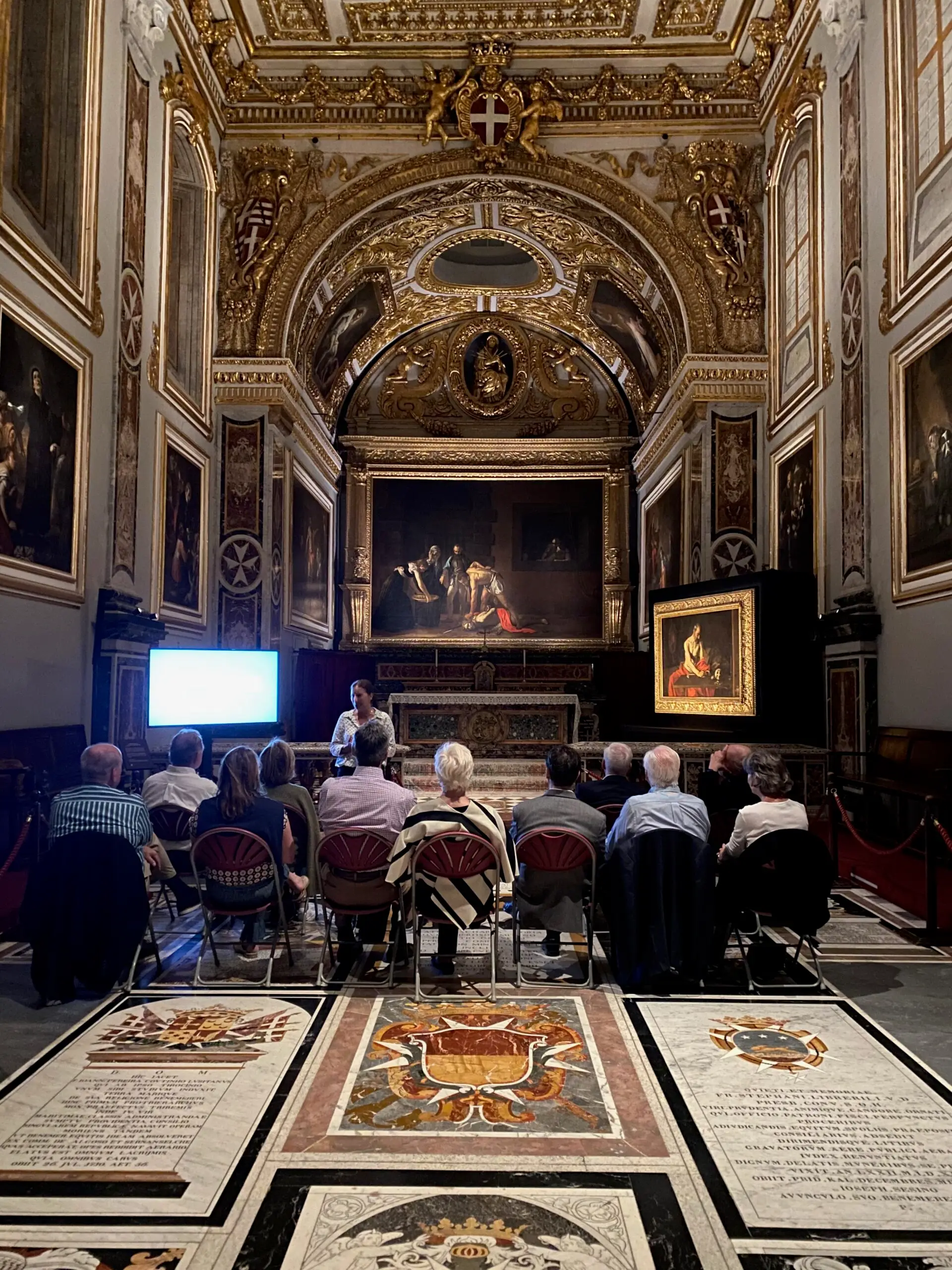 A private viewing in the marbled nave of St John’s Co-Cathedral