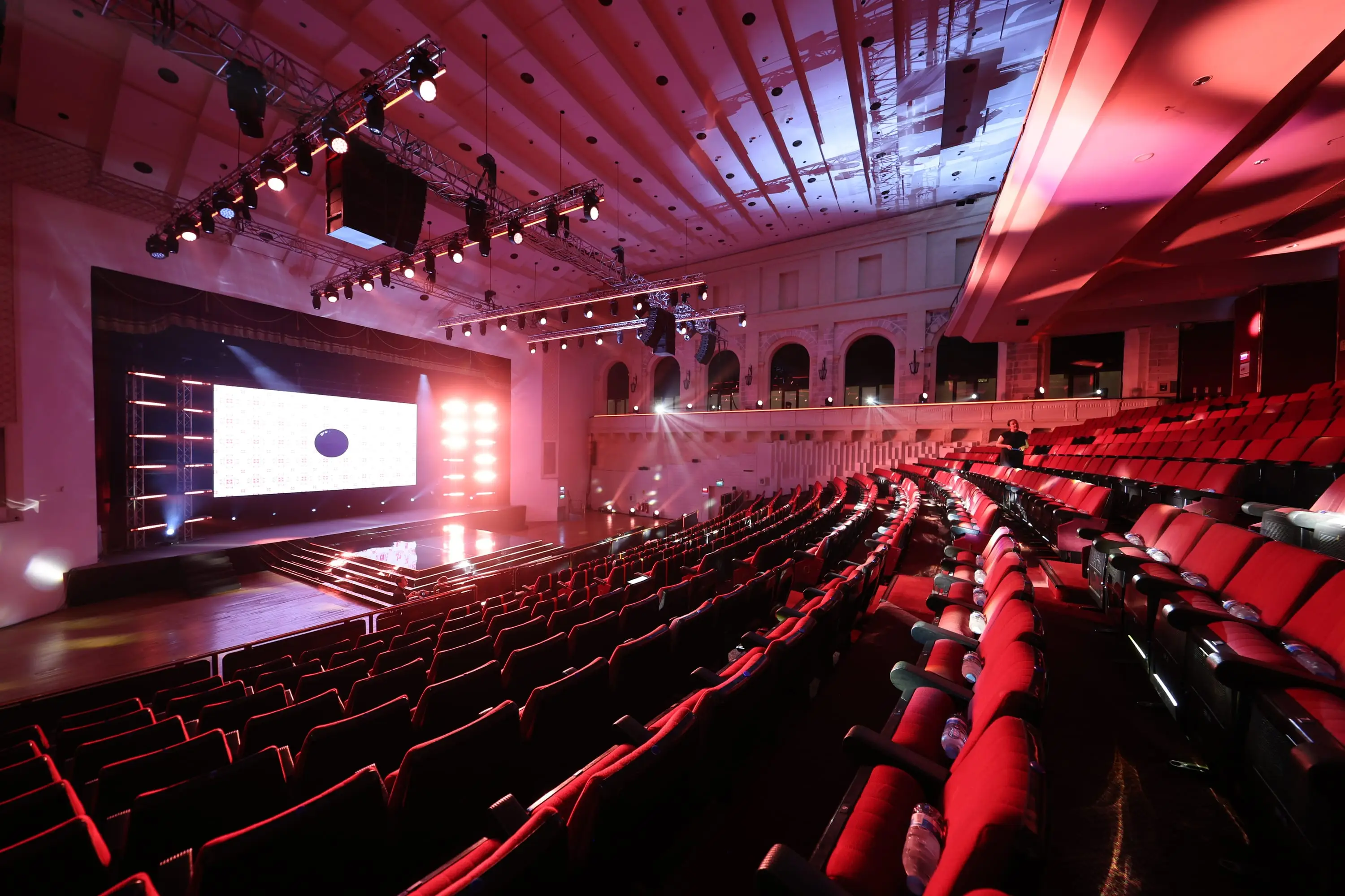 Republic Hall at the Mediterranean Conference Centre in show lighting