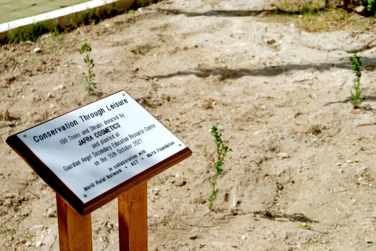 Colours of Malta client, JAFRA, donates 100 trees, shrubs to local school