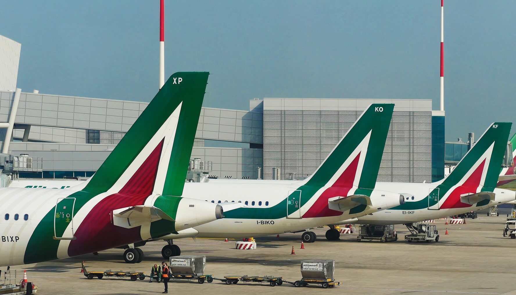 Alitalia Airline Airplanes parked at Leonardo da Vinci Airport