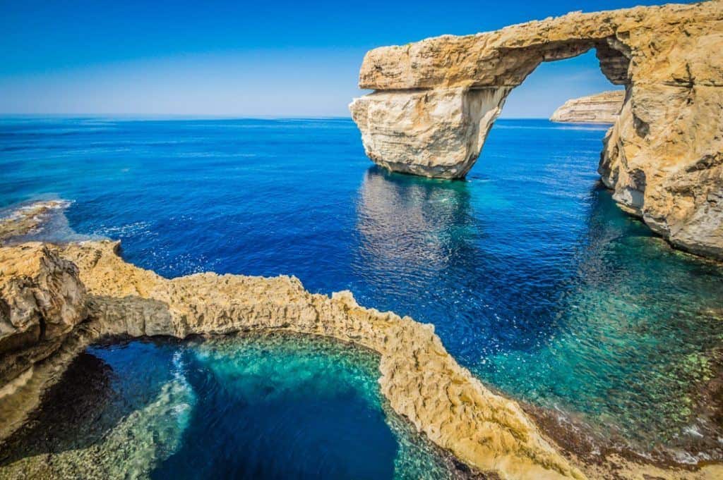 Azure window, which used to be located off the coast of Gozo, before it's tragic collapse in 2017.