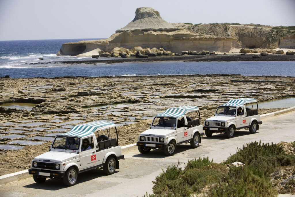 Jeep tours alongside the Maltese coasts and salt pans
